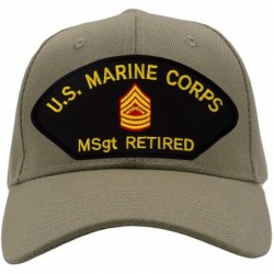 Baseball Caps USMC Master Sergeant Retired Hat/Ballcap (Black) Adjustable One Size Fits Most - Tan/Khaki - CP18OG8A34E $44.71