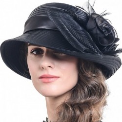 Sun Hats Church Hats for Women Tea Party Dress Hat for Ladies - Asymmetric Brim-black - C612OC2O9W6 $58.15