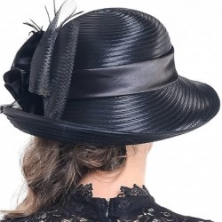 Sun Hats Church Hats for Women Tea Party Dress Hat for Ladies - Asymmetric Brim-black - C612OC2O9W6 $71.69