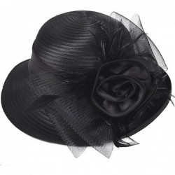 Sun Hats Church Hats for Women Tea Party Dress Hat for Ladies - Asymmetric Brim-black - C612OC2O9W6 $42.22