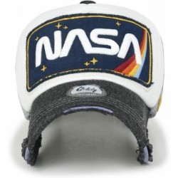 Baseball Caps NASA Worm Logo Embroidery Baseball Cap Rainbow Mesh Snap Back Trucker Hat - Grey Bill - CX195AK7KQQ $52.72