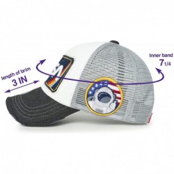 Baseball Caps NASA Worm Logo Embroidery Baseball Cap Rainbow Mesh Snap Back Trucker Hat - Grey Bill - CX195AK7KQQ $49.47