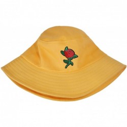 Bucket Hats Unisex Fashion Embroidered Bucket Hat Summer Fisherman Cap for Men Women - Rose Yellow - CJ194X6N0ES $19.04