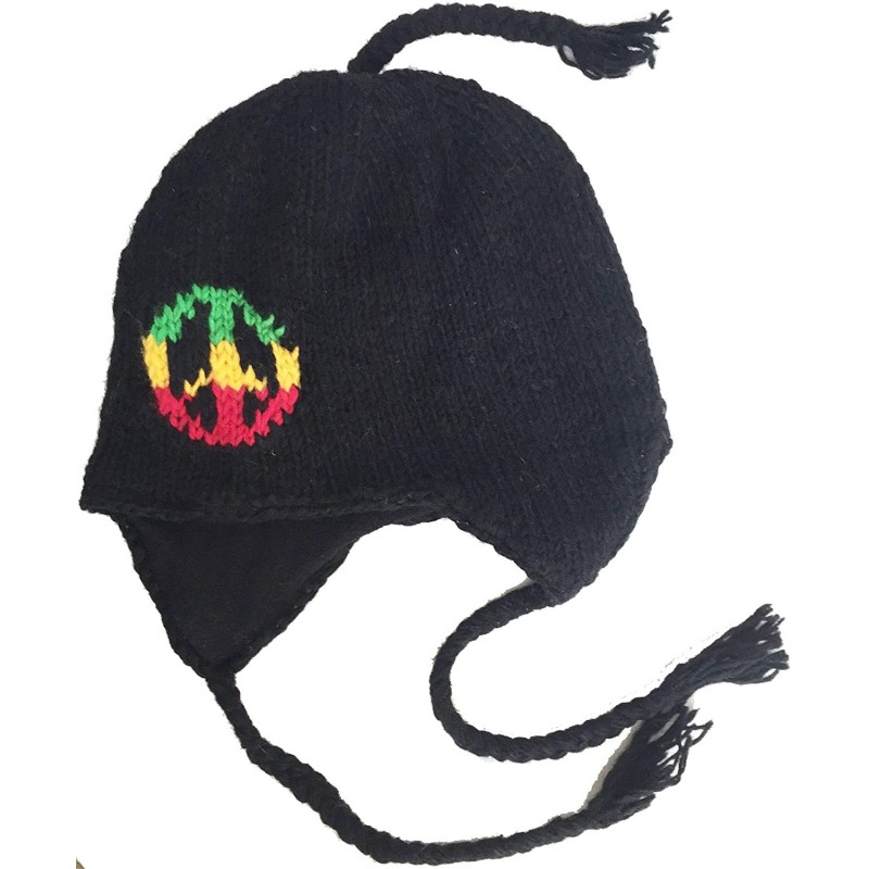 Skullies & Beanies Wool Winter Chullo Beanie Fleece Lined Toque Cap Ear Flaps Sherpa Peruvian Hat - V-26 - CK18ARR8CAQ $31.19