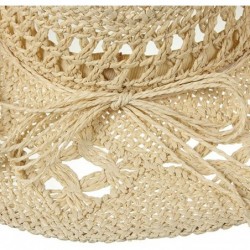 Cowboy Hats Men & Women's Summer Cowboy Cowgirl Straw Hat Hollow Out Woven Roll Up Wide Brim Hat - Beige - CL18QEGKNOY $18.78