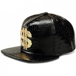 Baseball Caps Hip Hop Hat-Flat-Brimmed Hat-Rock Cap-Adjustable Snapback Hat for Men and Women - Black - CE18C88G8Y3 $25.73