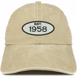 Baseball Caps Established 1958 Embroidered 62nd Birthday Gift Pigment Dyed Washed Cotton Cap - Khaki - CC180MUQ5WE $32.62