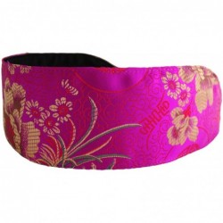 Headbands Luxurious Silk Brocade- Golden Flowers- Blue Leaves Over Fuchsia- Soft Headband - CE1148JQYHJ $20.82