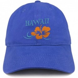 Baseball Caps Hawaii and Hibiscus Embroidered Brushed Cotton Dad Hat Ball Cap - Royal - CA180D8T3DT $33.05