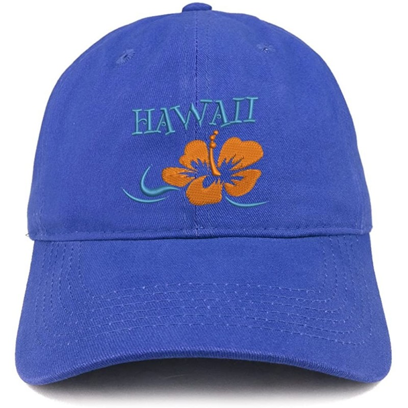 Baseball Caps Hawaii and Hibiscus Embroidered Brushed Cotton Dad Hat Ball Cap - Royal - CA180D8T3DT $36.57
