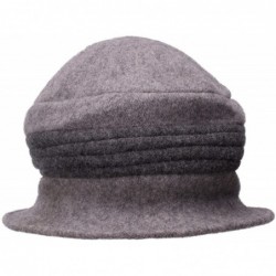 Bucket Hats Two-Tone Retro Womens Wool Warm Flower Band Dress Bucket Cloche Cap Hat A217 - Light Grey - CA12MBQWKX7 $24.43
