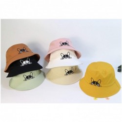 Bucket Hats Bulldog Embroidery Hat Bucket Hat Fisherman Hat Summer Cap Beach Hat Summer Hat - Black - C618WK6757N $42.75