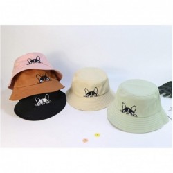 Bucket Hats Bulldog Embroidery Hat Bucket Hat Fisherman Hat Summer Cap Beach Hat Summer Hat - Black - C618WK6757N $42.75
