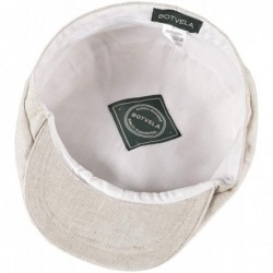 Newsboy Caps Men's Linen Newsboy Cap Herringbone Breathable Summer Hat - Beige - CP1962DL8UH $36.68
