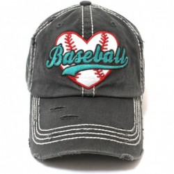 Baseball Caps Charcoal BLK Baseball Heart Patch Women's Hat - CB18GOI6K3G $34.19