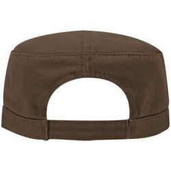 Visors Superior Garment Washed Cotton Twill Military Cap - Dk. Brown - CC187I0CHEY $22.23