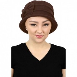 Skullies & Beanies Women's Hat Fleece Cloche Cancer Headwear Chemo Ladies Winter Head Coverings Bow - Brown - C31949NY60Y $34.06