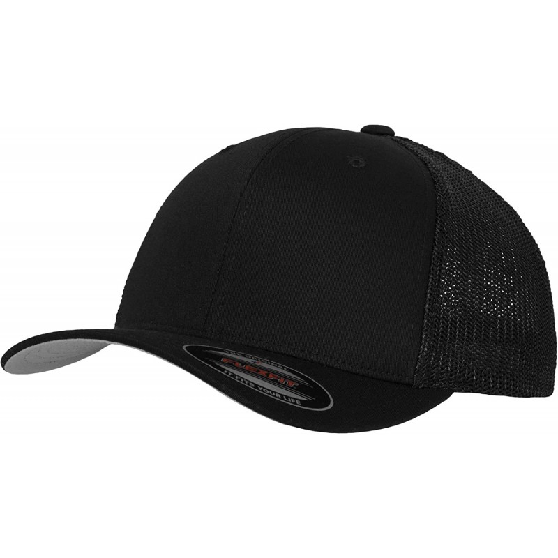 Baseball Caps Mesh Cotton Twill Trucker Cap (Black) - CY11JK8PDSJ $18.50