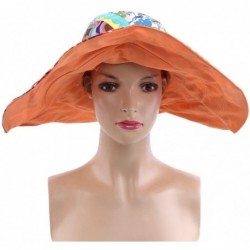 Sun Hats Women's Foldable Floppy Reversible Travel Beach Sun Visor Hat Wide Brim-Orange - Orange - CU18QYEE0DD $19.06