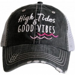 Baseball Caps High Tides & Good Vibes Women's Trucker Hats Caps - Pink - CB180LUY8D5 $53.50