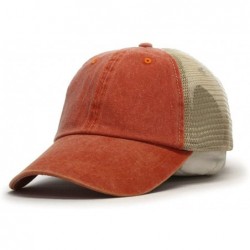 Baseball Caps Vintage Washed Cotton Soft Mesh Adjustable Baseball Cap - Orange/Orange/Khaki - CT180DZ6C7O $24.85