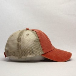 Baseball Caps Vintage Washed Cotton Soft Mesh Adjustable Baseball Cap - Orange/Orange/Khaki - CT180DZ6C7O $16.47