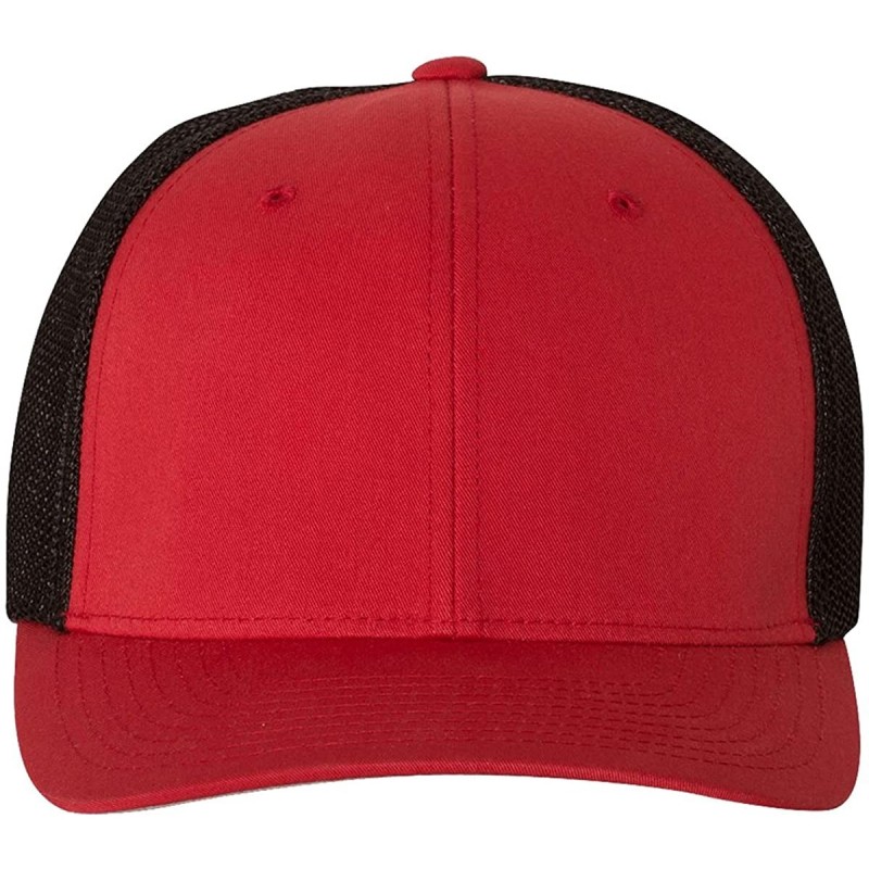 Baseball Caps Men's Two-Tone Stretch Mesh Fitted Cap - Red/ Black - C7185HD9UY3 $30.04