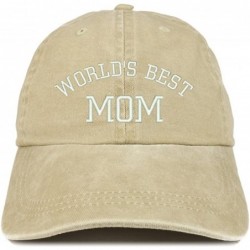 Baseball Caps World's Best Mom Embroidered Pigment Dyed Low Profile Cotton Cap - Khaki - CA12GPQYD07 $38.88