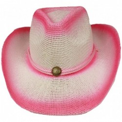 Cowboy Hats Silver Fever Fashionable Ombre Woven Straw Cowboy Hat - Pink - CQ12BWNO8SP $43.72