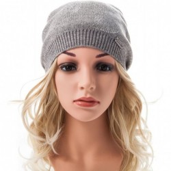 Skullies & Beanies Womens Beanie Printed Slouchy Wool - Beany for Women Knit Hats Caps Soft Warm - Grey-silver Leaf - C0187R5...