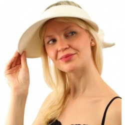 Sun Hats Sun Protection UPF UV Wide Big Brim Linen Cotton Beach Pool Visor Cap Hat - Ivory - CF17YUZ7EAU $30.56