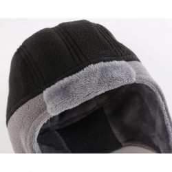 Skullies & Beanies Mens Fleece Thermal Skull Cap Beanie with Ear Flaps Winter Hats - Black - C418KGQH8ZC $23.48