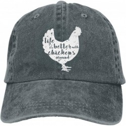 Baseball Caps Life is Better with Chickens Around Vintage Adjustable Ponytail Cowboy Cap Gym Caps for Female Women Gifts - CM...