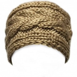 Cold Weather Headbands Winter Warm Thick Cable Knit Headband - Khaki - CS11RX8SSMV $28.09