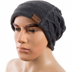 Skullies & Beanies Beanie Hat for Men and Women Fleece Lined Winter Warm Hats Knit Slouchy Thick Skull Cap - Gray - CZ18ICU3H...