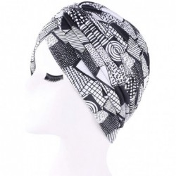 Sun Hats Women Turban Hat Hair Wrap African Jersey Magic Headband Turbans Headwrap Bohemian Boho Chemo Cap - Black White - CW...
