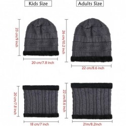Skullies & Beanies 6 Pieces Adults Kids Winter Beanie Hat Scarf Touchscreen Gloves Set Thick Fleece Lined Knit Hat for Parent...