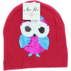Skullies & Beanies Women's Flip Sequin Winter Beanie - Pink Owl - CM18A6GO5AQ $29.68