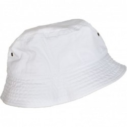 Bucket Hats Simple Solid Cotton Bucket Hat - White - CZ11LXK8A3B $23.40