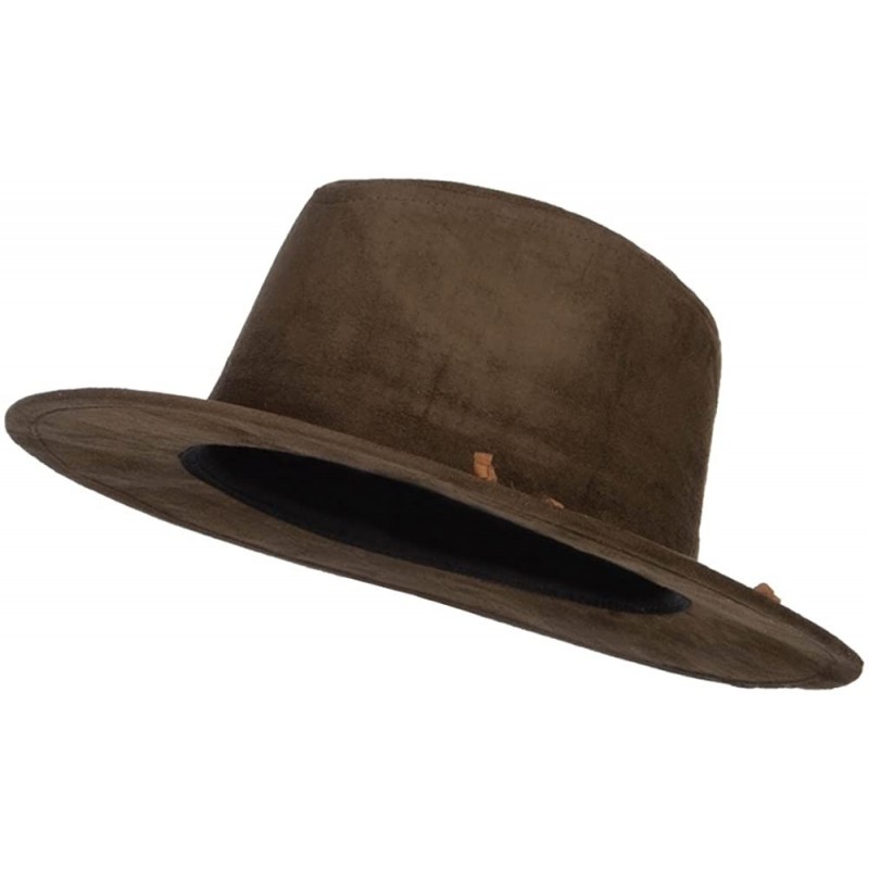 Fedoras Women's Leatherette Tie Suede Panama Hat - Olive - CM12LJZ9DFT $48.79