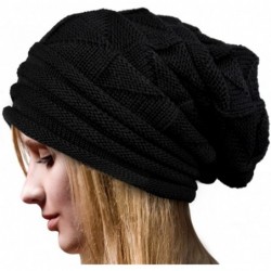 Skullies & Beanies Men's Women's Knit Crochet Snowboard Knit Beanie Caps Autumn Winter Long Beanie Hats - Black - CX1282QG0NL...