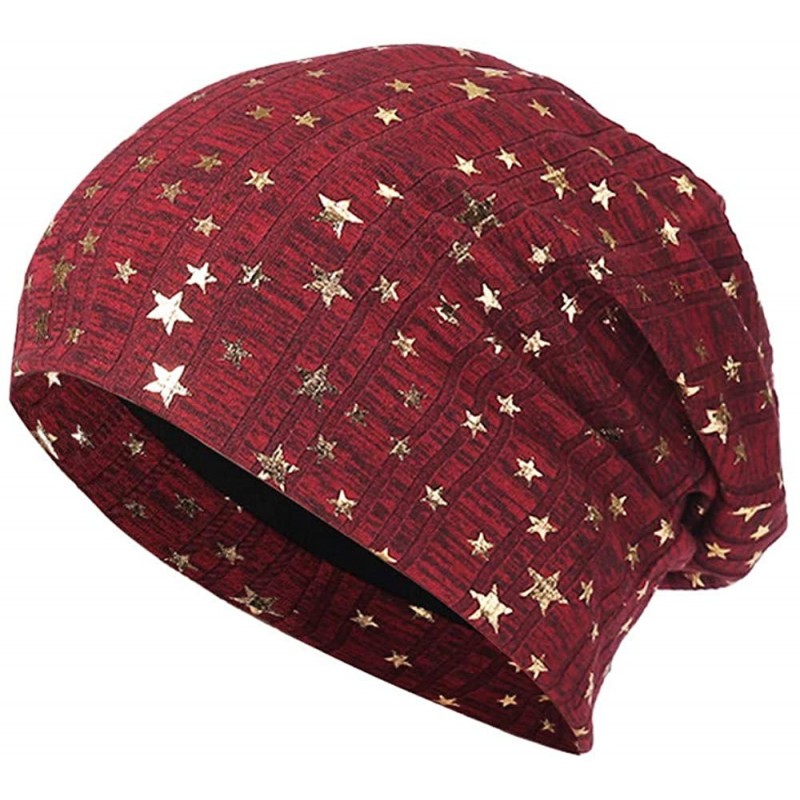 Skullies & Beanies Cold Weather Hats- Full Five-Star Male and Female Five-Pointed Star Knit Hat Pile Cap Ear Protector. - Red...
