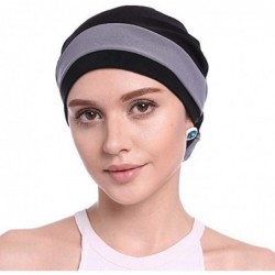 Skullies & Beanies Women Chemo Hat Beanie Flower Headscarf Turban Headwear for Cancer - 6c(2 Packs)69beige+45black - CY18ULKI...