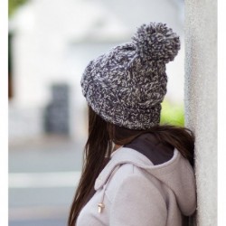 Skullies & Beanies Bobble Hat - Irish Knit Bobble Hat Winter Warm Thick - Grey - CS1854KDSD6 $39.25