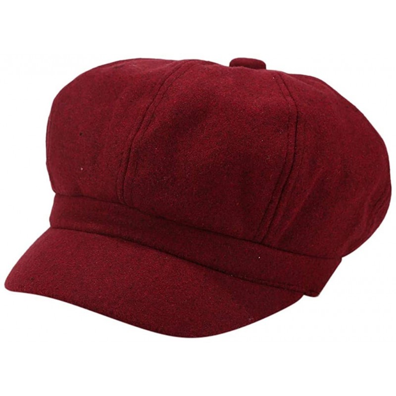 Berets 2DXuixsh Women's Newsboy Cap Vintage Hat Winter Wool Beret Hat Visor Painter Hats - Red - CG18ARKXYR7 $16.69