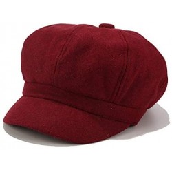 Berets 2DXuixsh Women's Newsboy Cap Vintage Hat Winter Wool Beret Hat Visor Painter Hats - Red - CG18ARKXYR7 $18.27