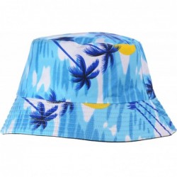 Bucket Hats Packable Reversible Black Printed Fisherman Bucket Sun Hat- Many Patterns - Hawaii Ocean Blue - C612DAEA1SD $24.33