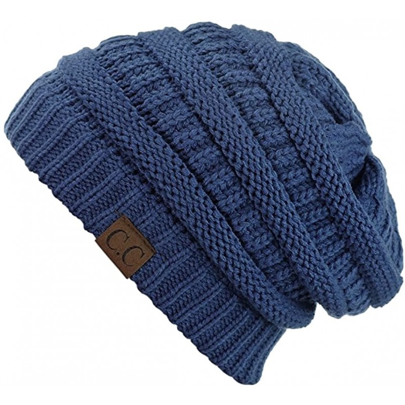 Skullies & Beanies Women's Thick Soft Knit Beanie Cap Hat - Mineral Blue - CM11N5DD7LF $18.97