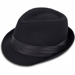 Fedoras Men's Women's Manhattan Structured Gangster Trilby Fedora Hat - P_black - CU11N2MFPV9 $31.56