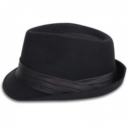 Fedoras Men's Women's Manhattan Structured Gangster Trilby Fedora Hat - P_black - CU11N2MFPV9 $28.72